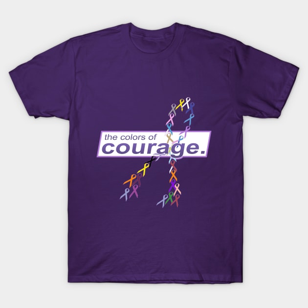 The Colors of Courage Cancer Awareness Ribbons T-Shirt by hobrath